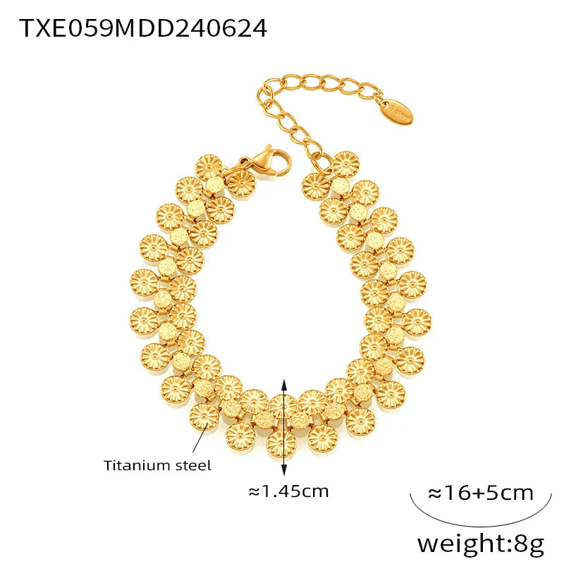 Nivora Stainless Steel Women Charm Jewelry Sets PVD Gold Plated Chain Necklace Bracelet For Women Wedding Bridal Jewellery