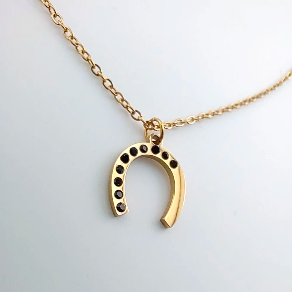 New In Summer Delicate Stainless Steel Rhinestone Horseshoe Nekclace Woman Trend Necklace 2025