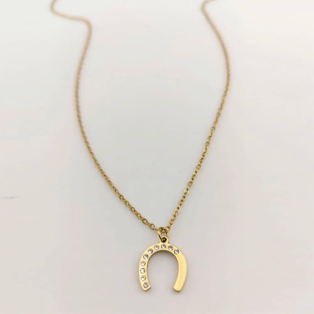 New In Summer Delicate Stainless Steel Rhinestone Horseshoe Nekclace Woman Trend Necklace 2025