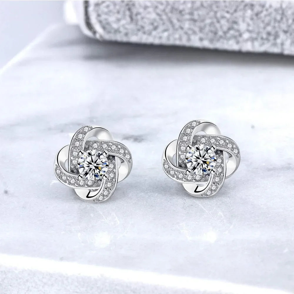 Cubic Zirconia Crystal Geometry Cross Clip On Earrings Non Pierced Jewellery Elegant Stud For Women