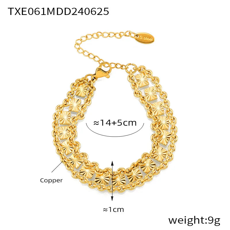 Nivora Stainless Steel Women Charm Jewelry Sets PVD Gold Plated Chain Necklace Bracelet For Women Wedding Bridal Jewellery