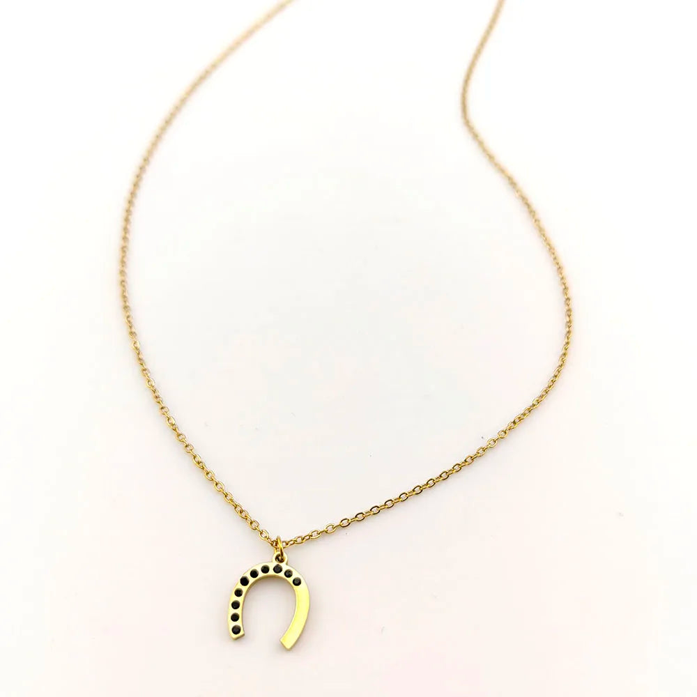 New In Summer Delicate Stainless Steel Rhinestone Horseshoe Nekclace Woman Trend Necklace 2025