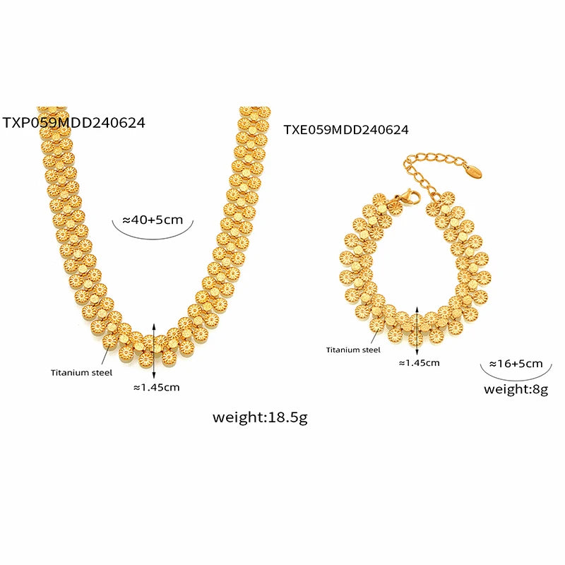 Nivora Stainless Steel Women Charm Jewelry Sets PVD Gold Plated Chain Necklace Bracelet For Women Wedding Bridal Jewellery