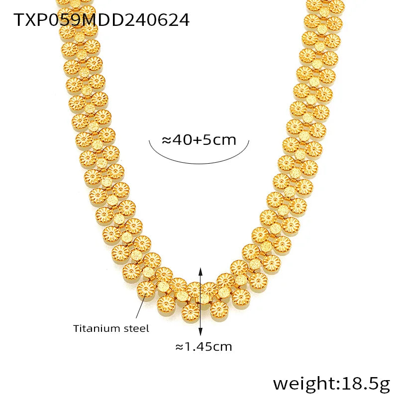 Nivora Stainless Steel Women Charm Jewelry Sets PVD Gold Plated Chain Necklace Bracelet For Women Wedding Bridal Jewellery