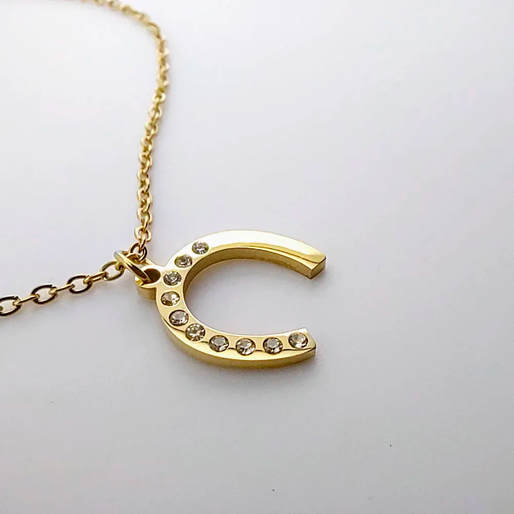 New In Summer Delicate Stainless Steel Rhinestone Horseshoe Nekclace Woman Trend Necklace 2025