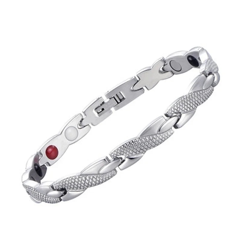 Healthy Magnetic Slimming Bracelet Fashionable Jewelry for Woman Man Weight Loss Bracelet Link Heart Shape Steel Chain Bracelet